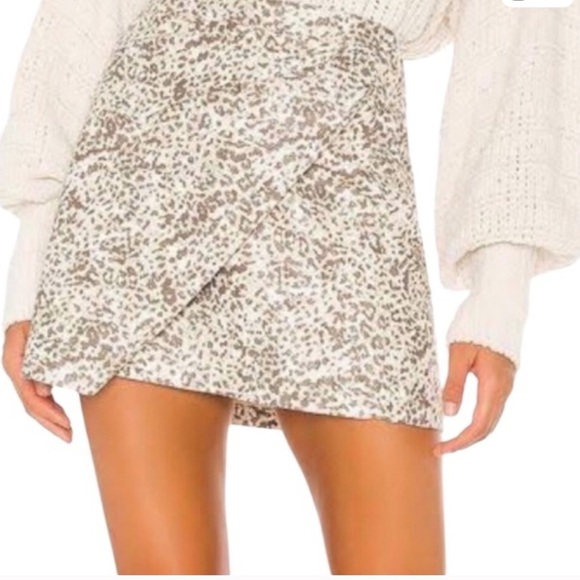 Free People Fake Out Leopard Print Faux Leather Wrap Front Mini Skirt - 10 - Picture 1 of 13
